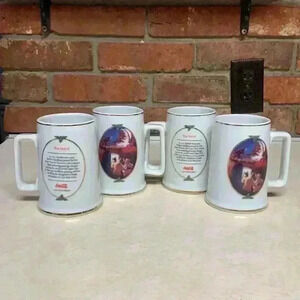 Vintage 1996 Set of 4 Coca Cola "For Santa" Christmas Mugs/Tankards/Coffee/Tea